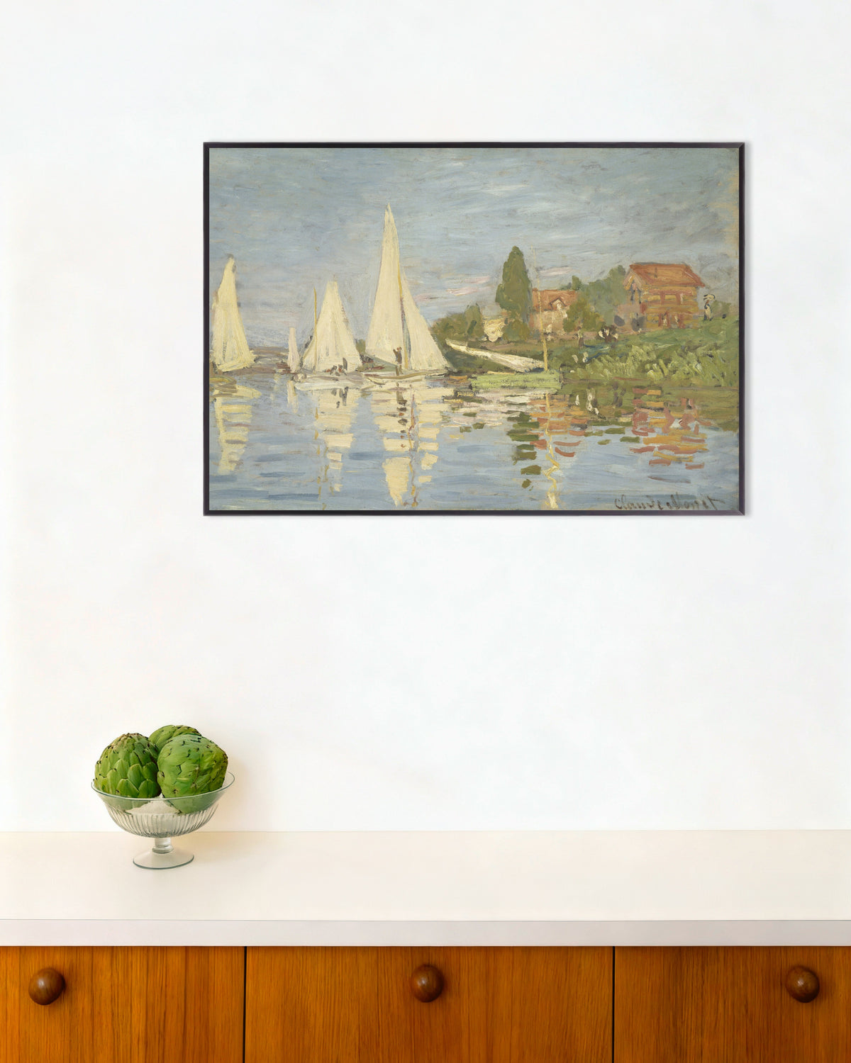 Poster Regate ad Argenteuil (circa 1872) di Claude Monet con cornice in metallo