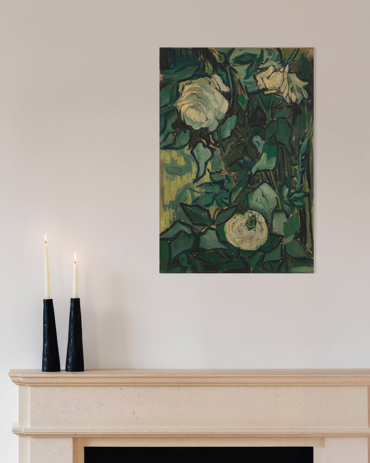 Poster di Un cespuglio di rose con uno scarabeo (1889) di Vincent van Gogh