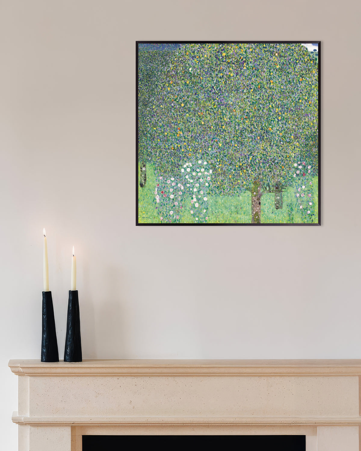 Poster Rose sotto gli alberi (1905) di Gustav Klimt con cornice in metallo