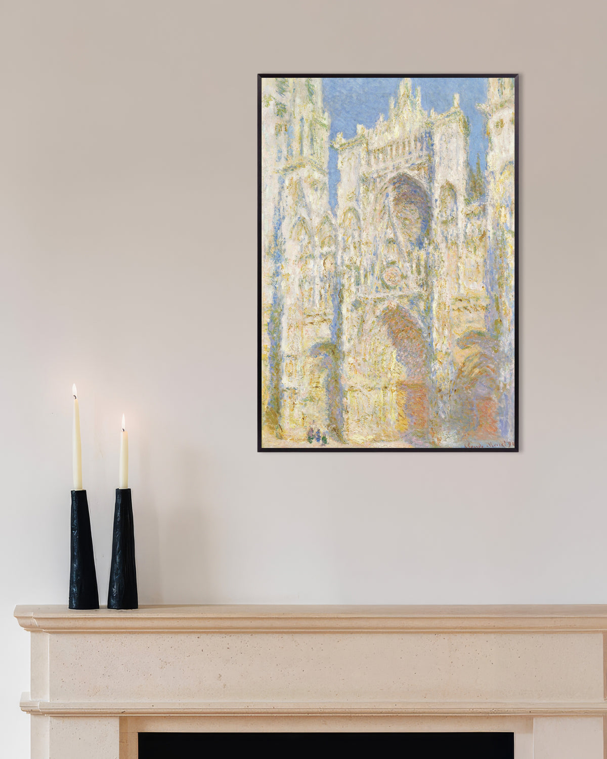 Poster La cattedrale di Rouen, facciata ovest, pieno sole (1894) di Claude Monet con cornice in metallo