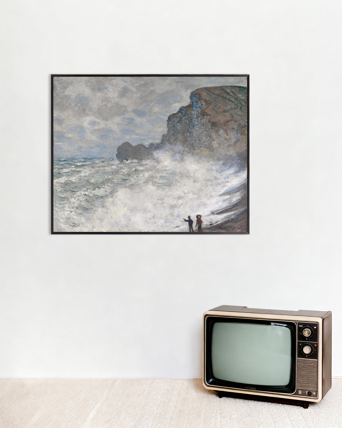 Poster Burrasca a Étretat (1883) di Claude Monet con cornice in metallo