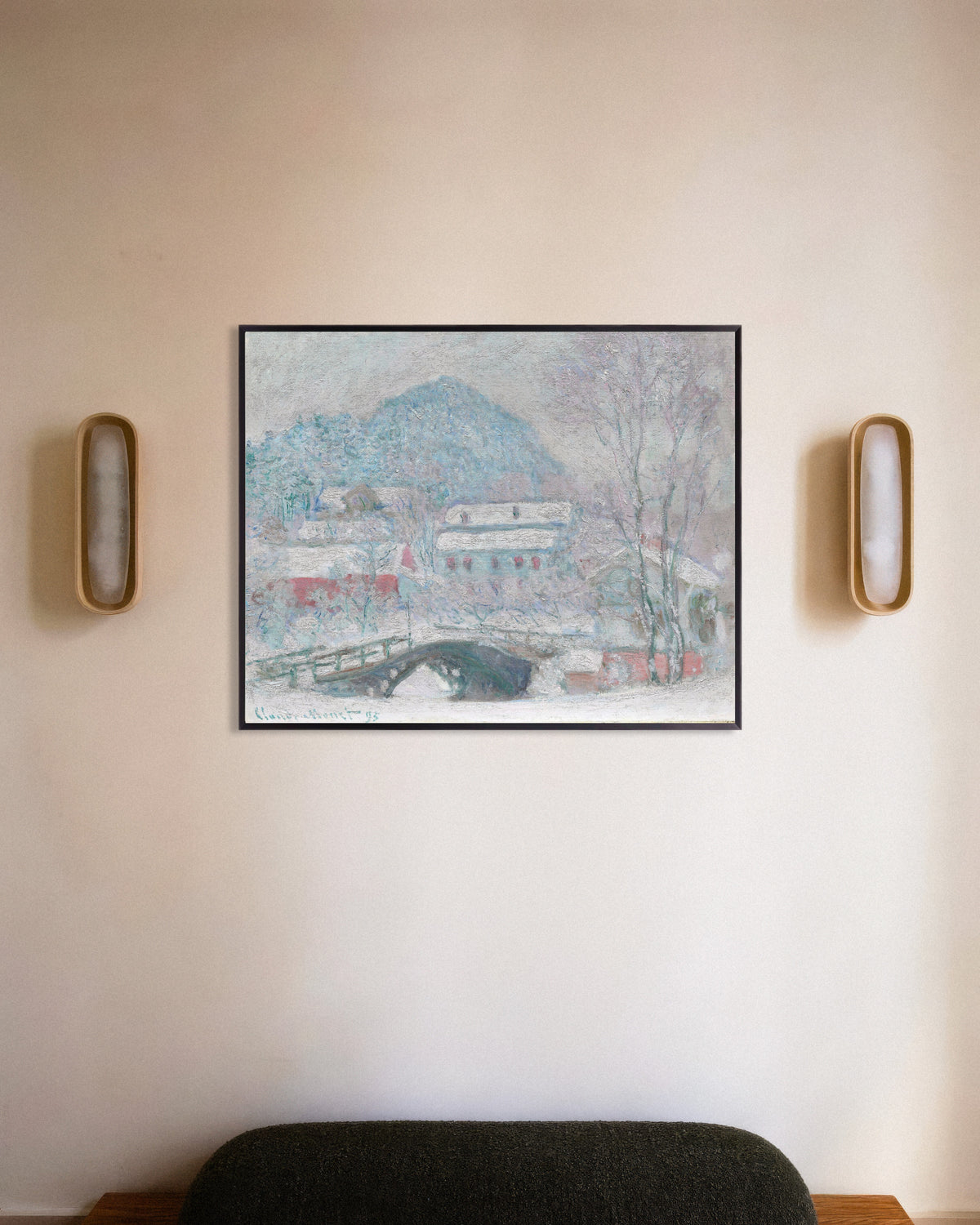 Poster Sandvika, Norvegia (1895) di Claude Monet con cornice in metallo
