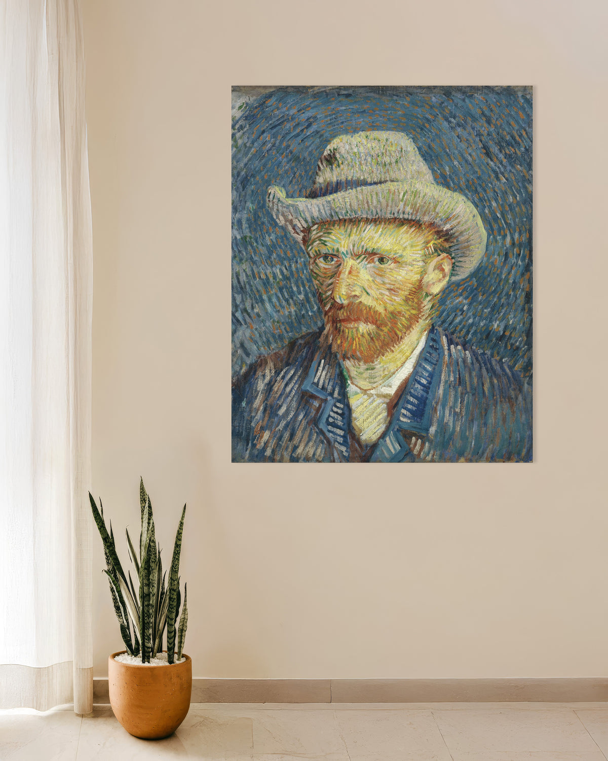 Poster di Autoritratto con cappello di feltro grigio (1887) di Vincent van Gogh