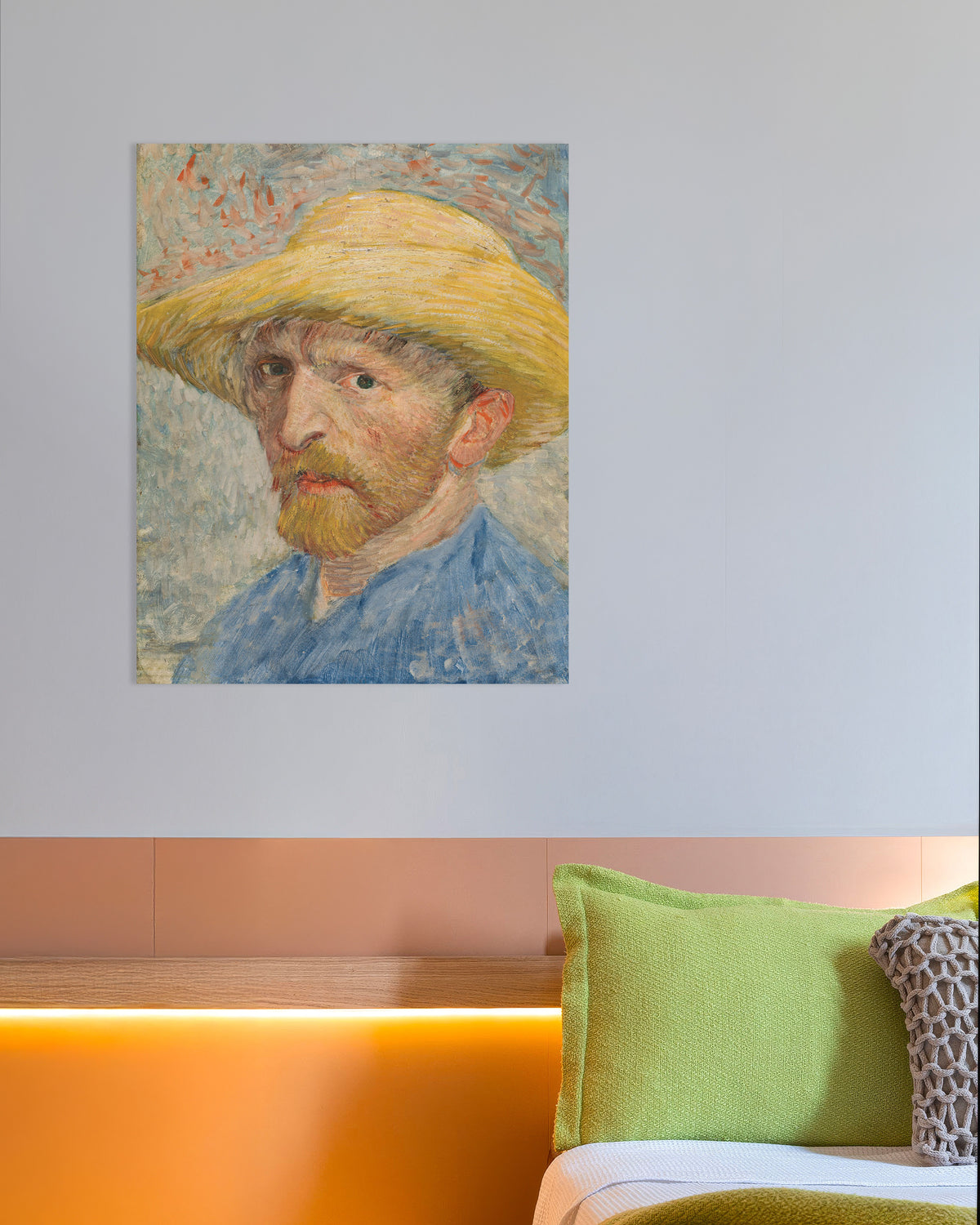 Poster di Autoritratto con cappello di paglia e blusa blu (1887) di Vincent van Gogh