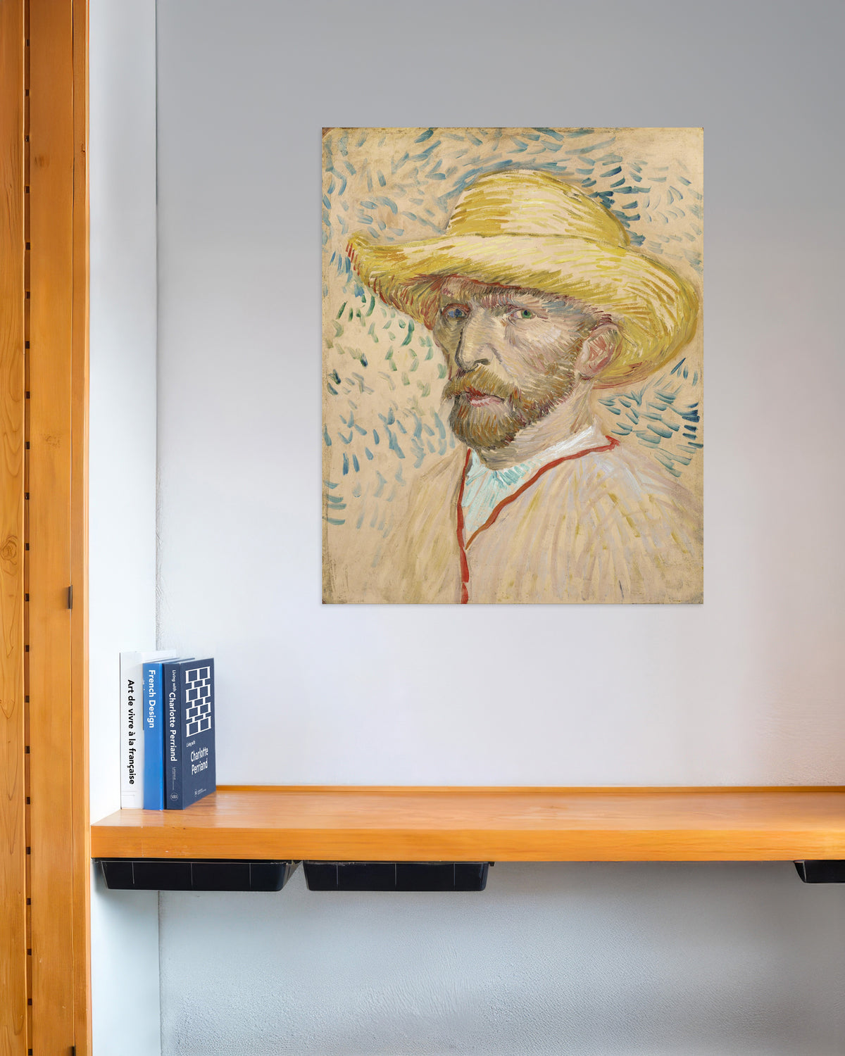 Poster di Autoritratto con cappello di paglia e camiciotto da pittore (1887) di Vincent van Gogh