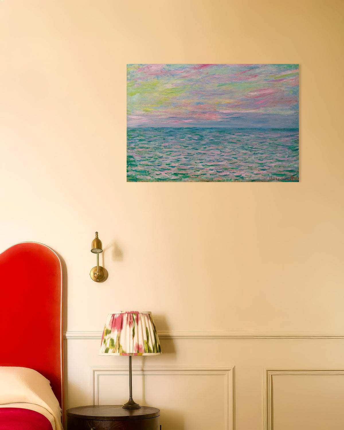 Poster Tramonto a Pourville, mare aperto (1882) di Claude Monet