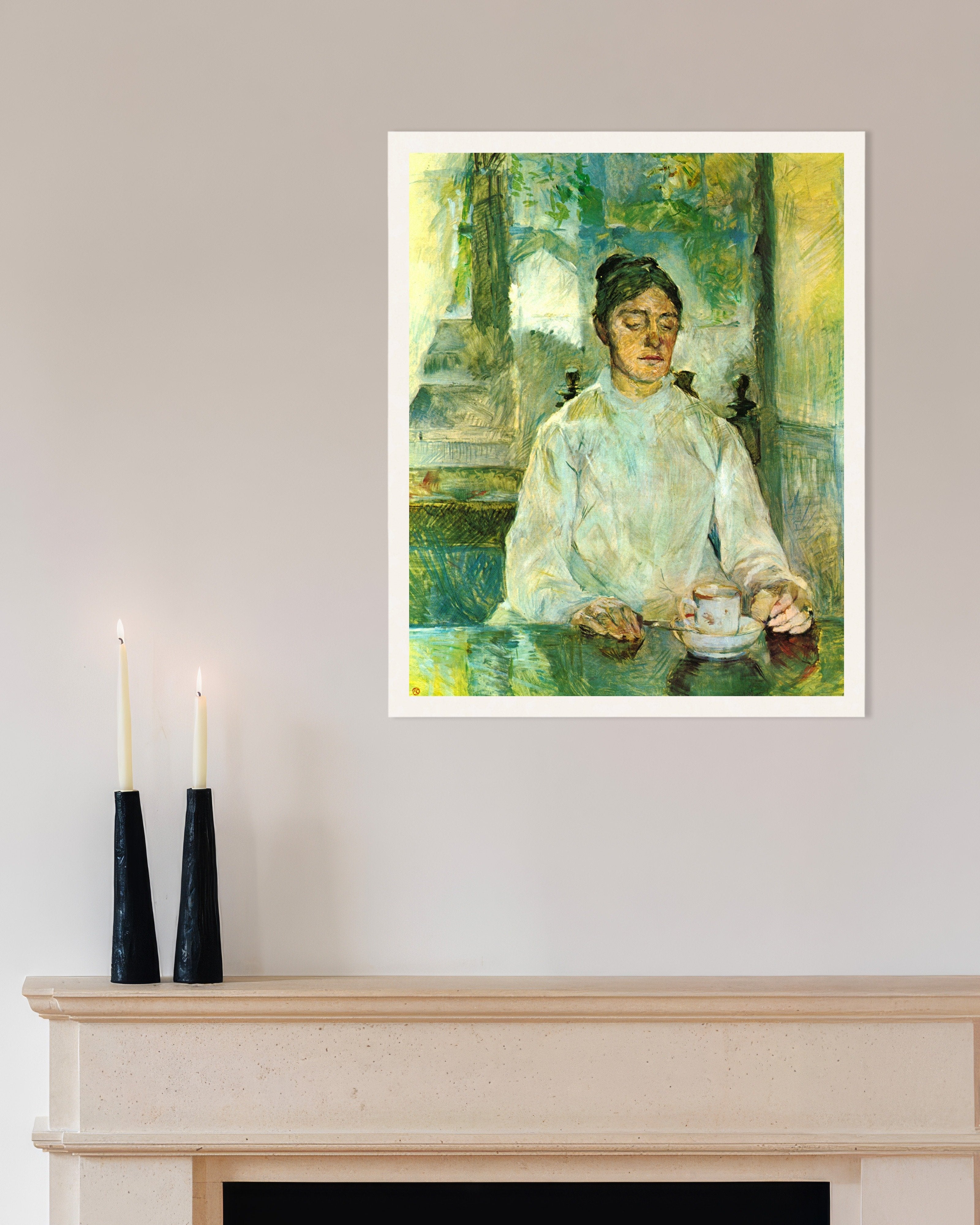 Poster of The artist's mother at breakfast by Henri de Toulouse-Lautrec, 1881 - Poster