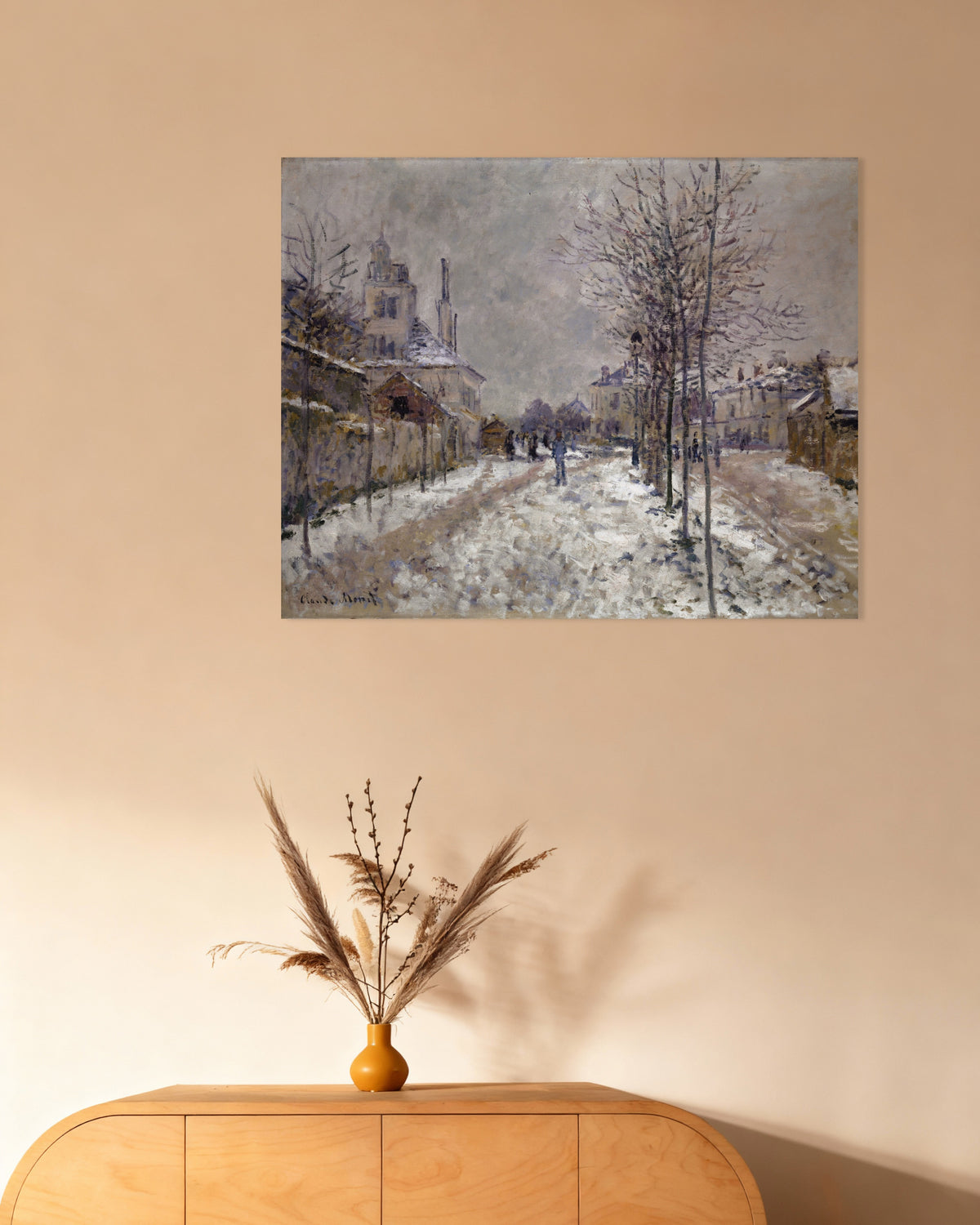 Poster Il Boulevard de Pontoise ad Argenteuil, neve (1875) di Claude Monet
