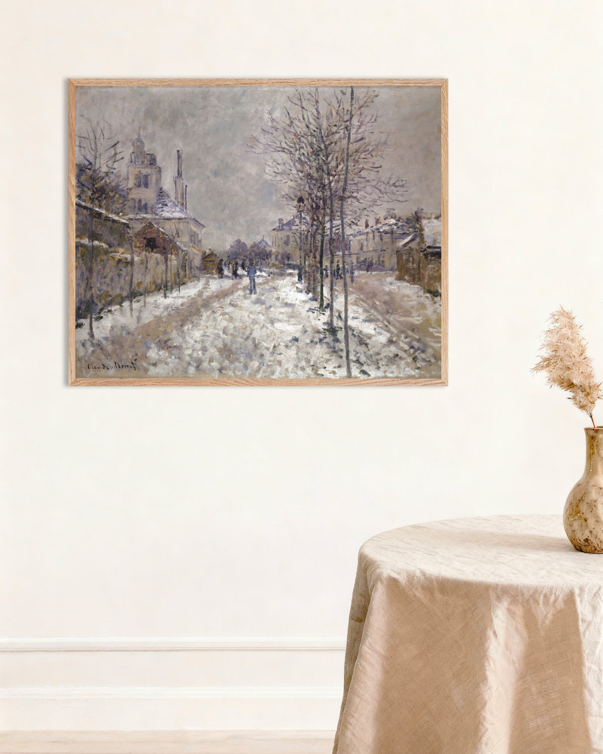 Poster Il Boulevard de Pontoise ad Argenteuil, neve (1875) di Claude Monet con cornice in legno naturale