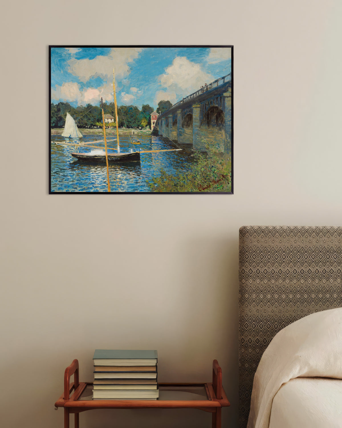Poster Il ponte ad Argenteuil (1874) di Claude Monet con cornice in metallo