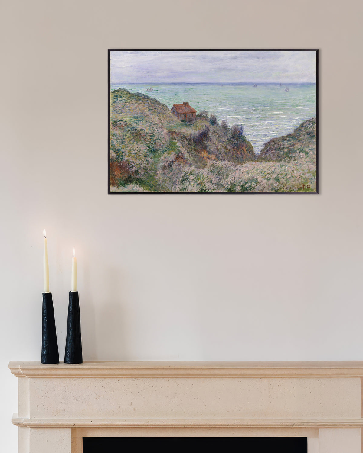 Poster La capanna del doganiere (1882) di Claude Monet con cornice in metallo