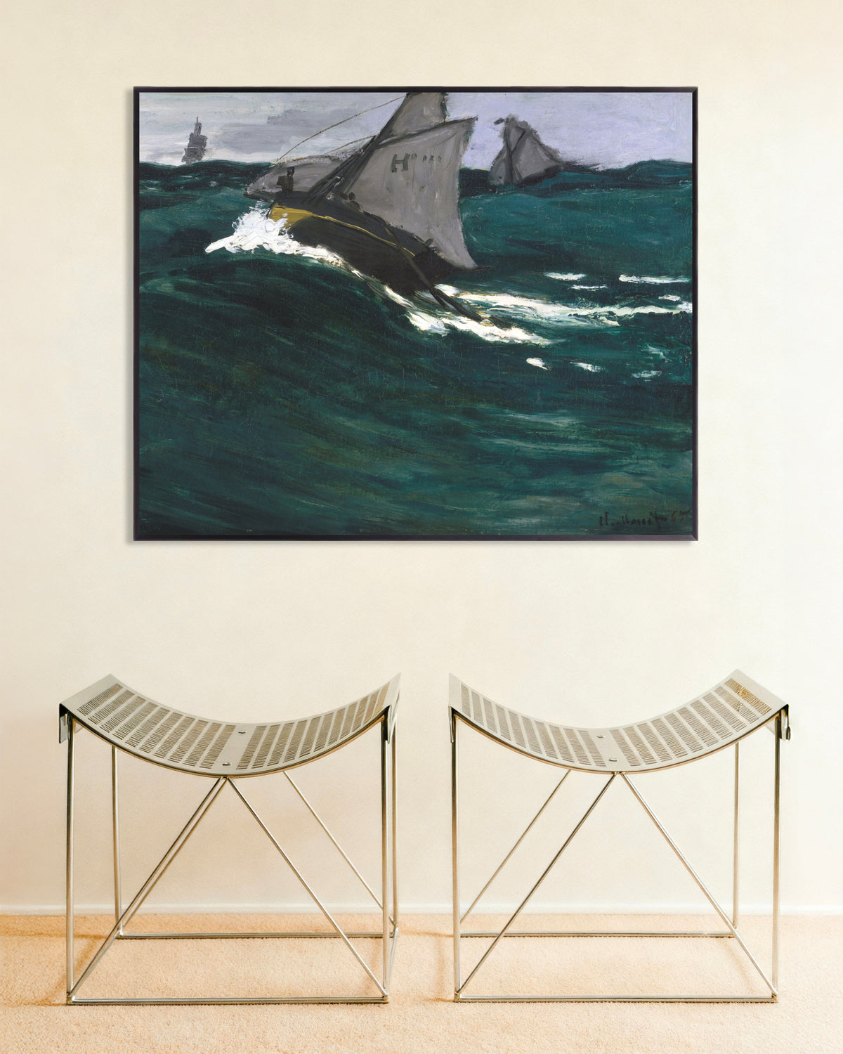 Poster L'onda verde (circa 1866–1867) di Claude Monet con cornice in metallo
