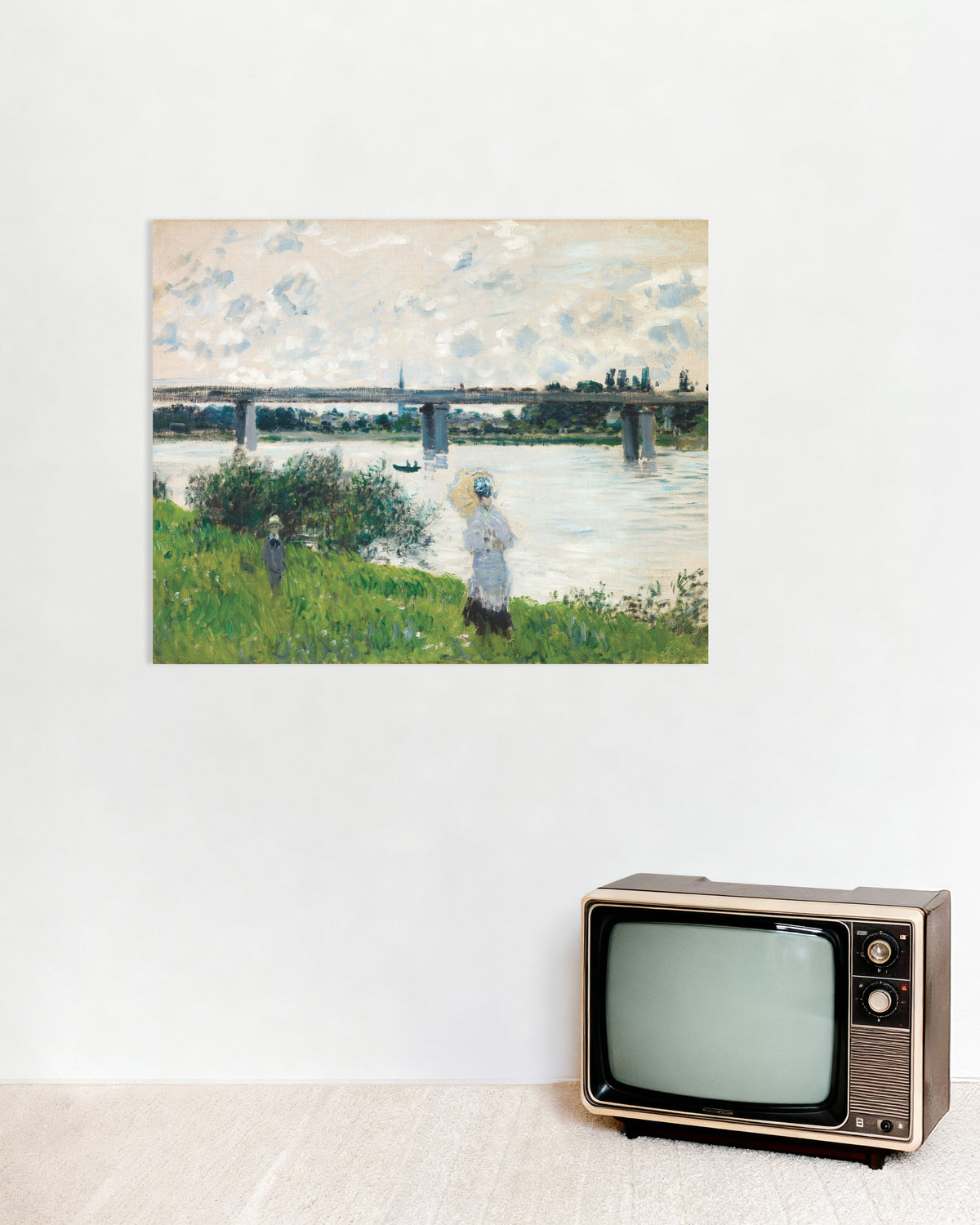 Poster La passeggiata con il ponte ferroviario, Argenteuil (1874) di Claude Monet