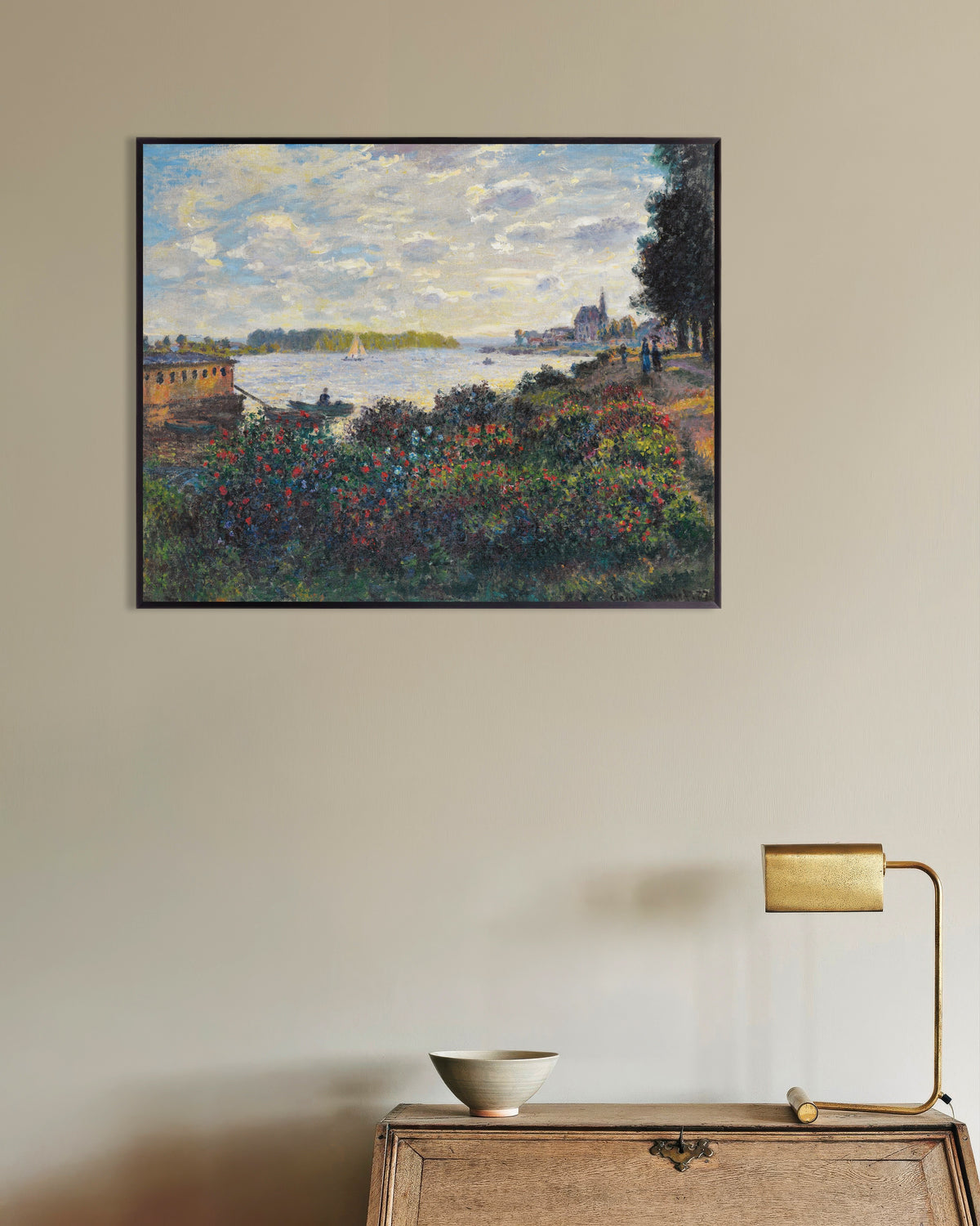 Poster La Senna ad Argenteuil (1877) di Claude Monet con cornice in metallo
