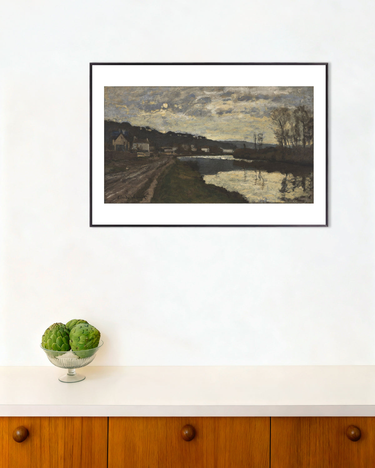 Poster La Senna a Bougival (1870) di Claude Monet con cornice in metallo