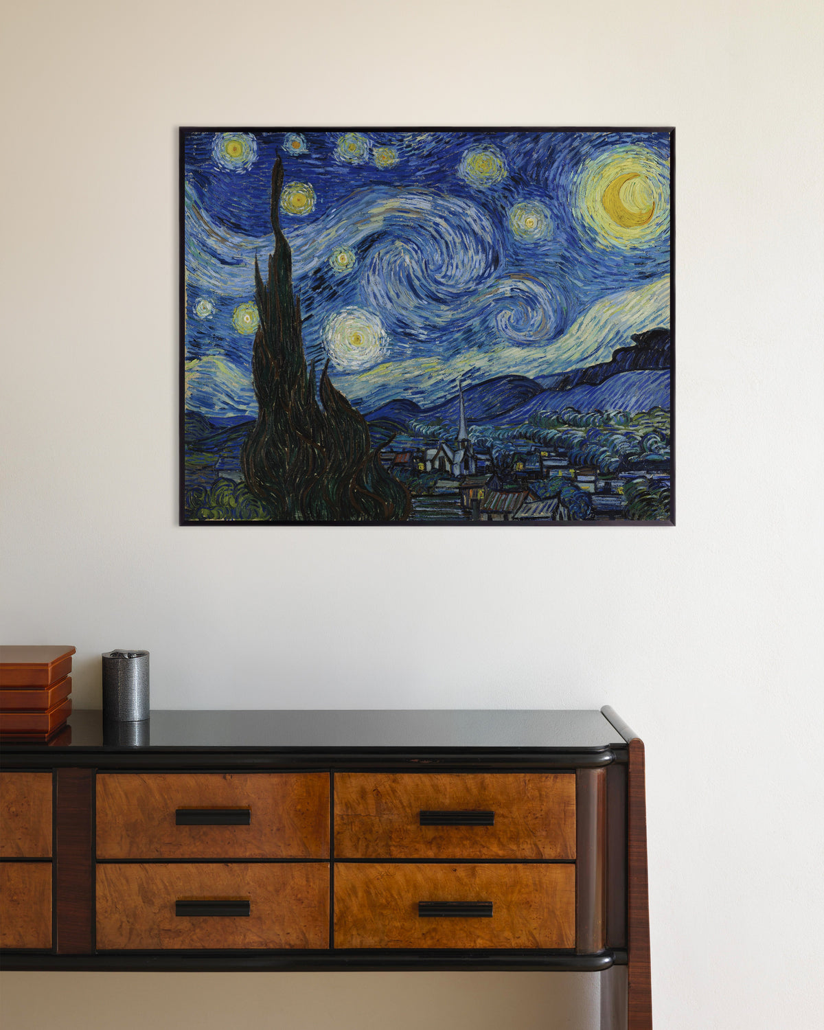 Poster «Notte stellata» (1889) di Vincent van Gogh, con cornice in metallo