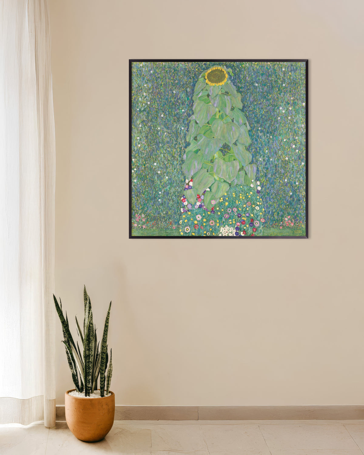 Poster Il girasole (1907–1908) di Gustav Klimt con cornice in metallo