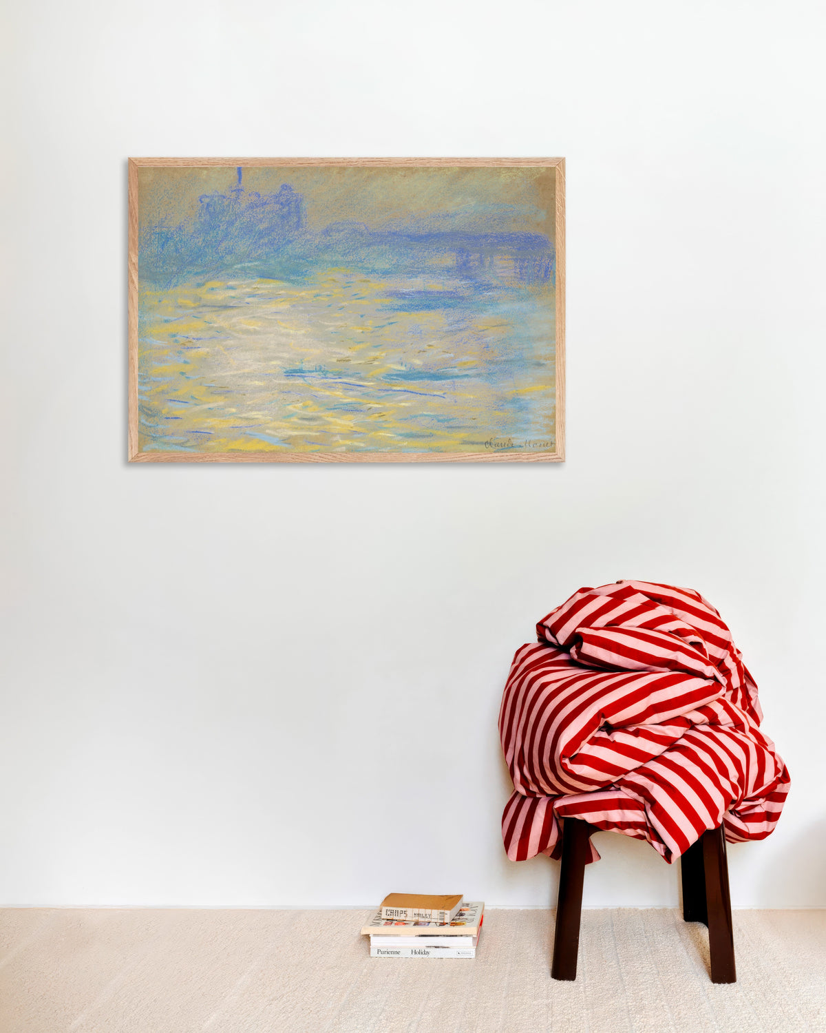 Poster Il Tamigi (1901) di Claude Monet con cornice in legno naturale