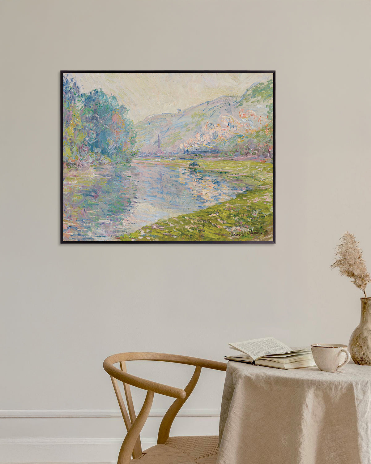 Poster Il treno a Jeufosse (1884) di Claude Monet con cornice in metallo