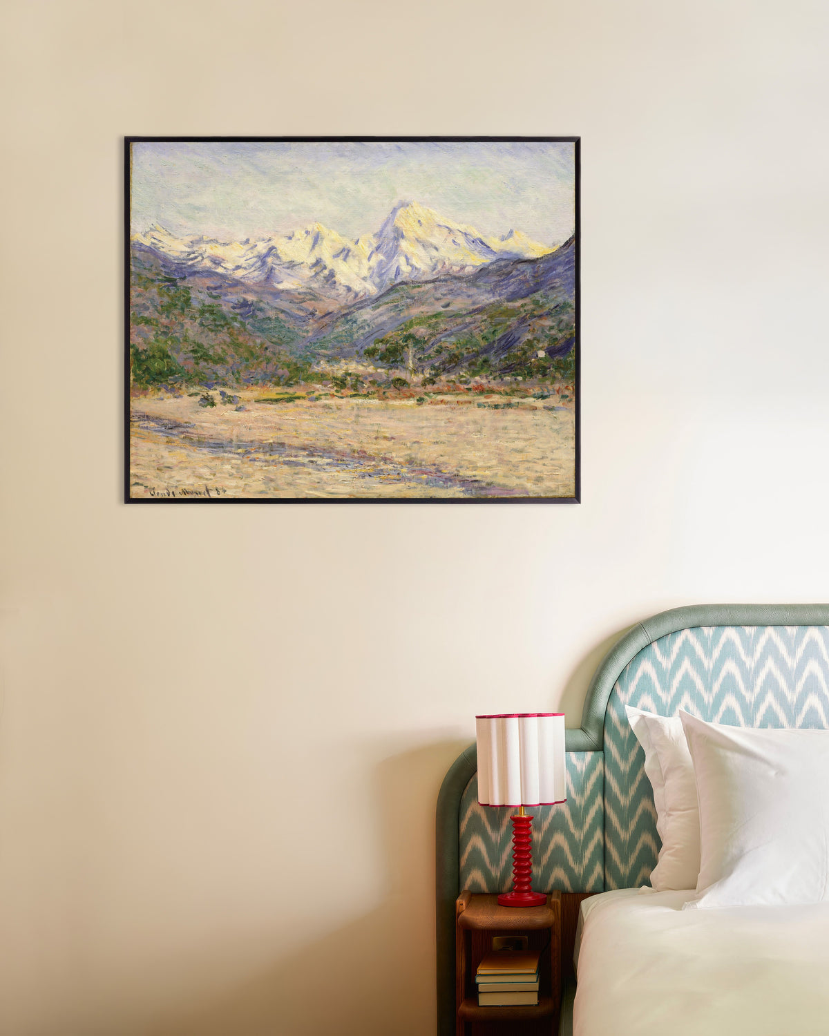 Poster La valle del Nervia (1884) di Claude Monet con cornice in metallo
