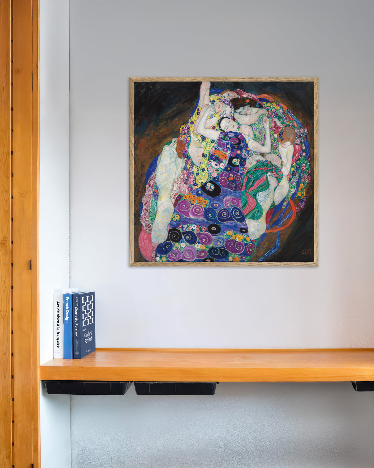 Poster La vergine (1913) di Gustav Klimt con cornice in legno naturale