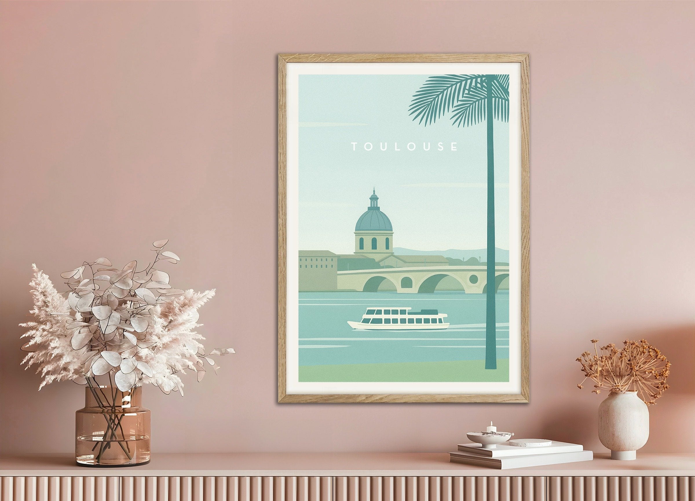 Poster of Toulouse Wall Art Print, with natural wooden frame