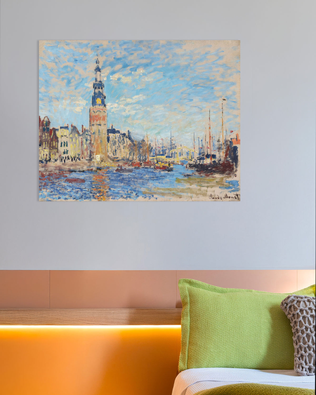 Poster Veduta della Montelbaanstoren, Amsterdam (1874) di Claude Monet