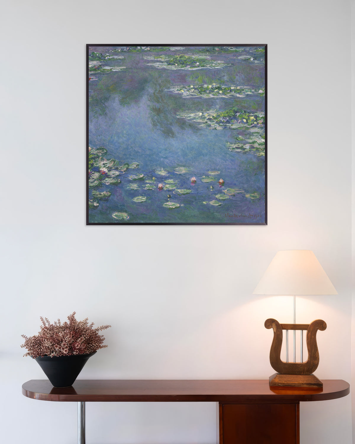 Poster Ninfee (1906) di Claude Monet con cornice in metallo