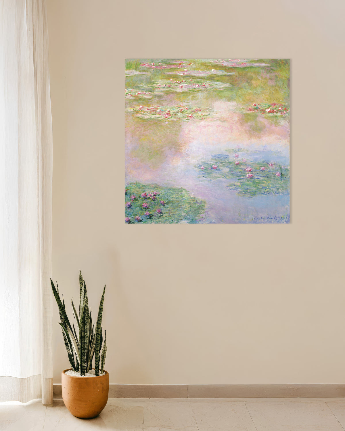Poster Ninfee, riflessi rosa (1907) di Claude Monet