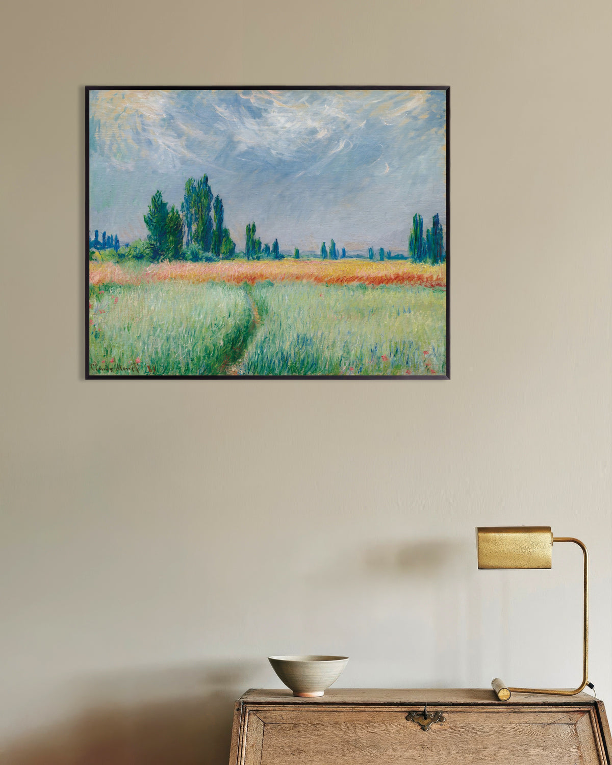 Poster Campo di grano (1881) di Claude Monet con cornice in metallo