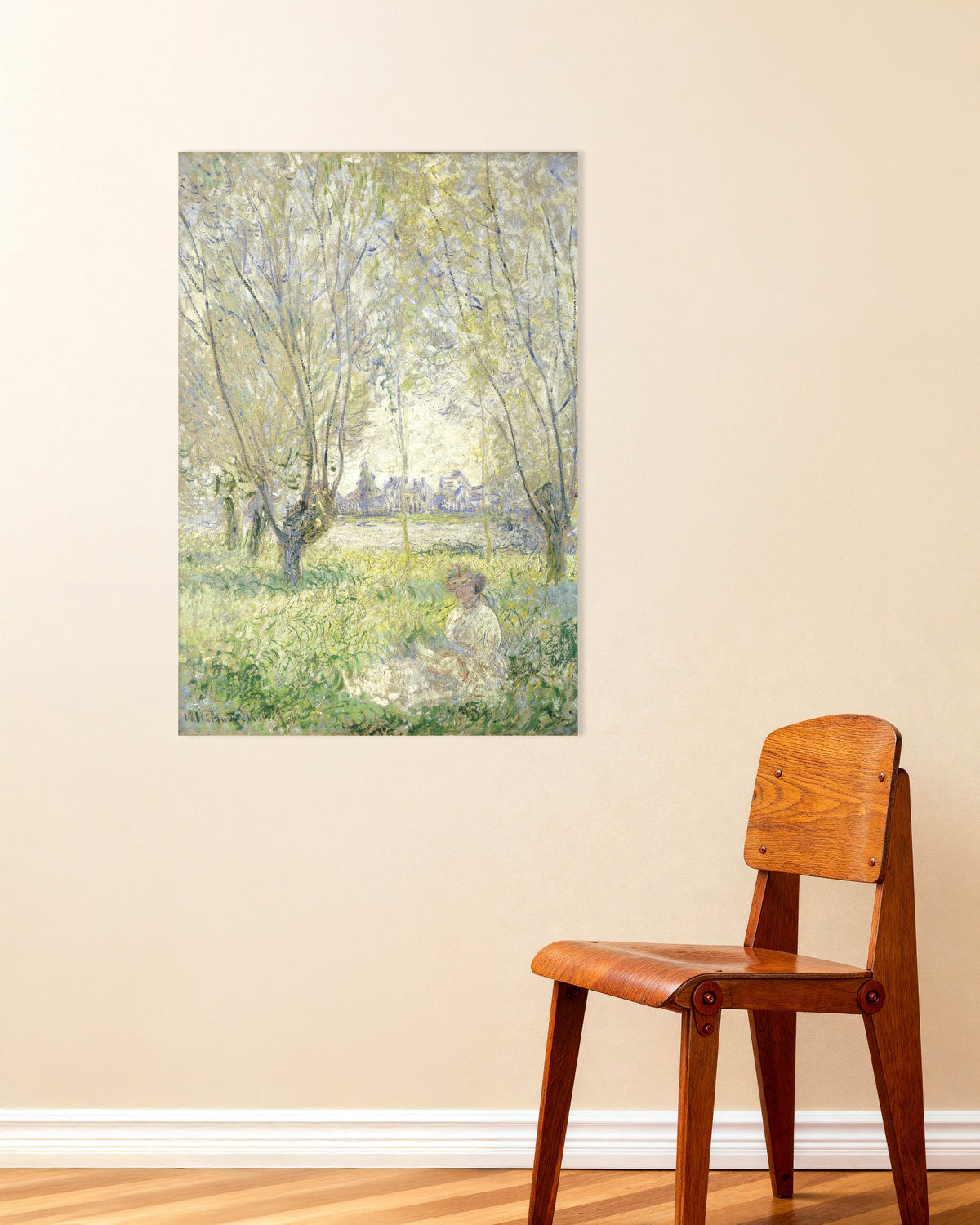 Poster Donna seduta sotto i salici (1880) di Claude Monet