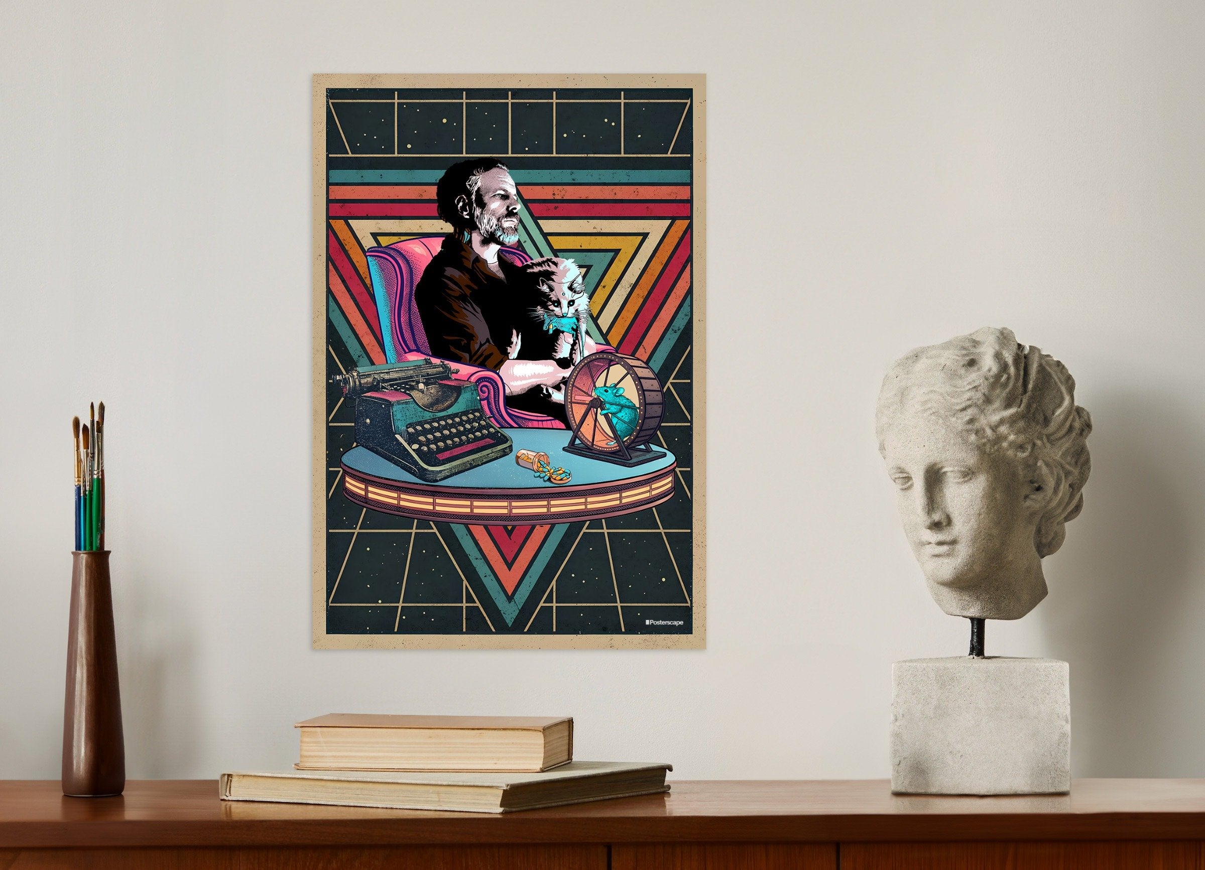 Stampa con citazione di Philip K. Dick - "Sono vivo e tu sei morto" - Poster Sci-Fi retrò