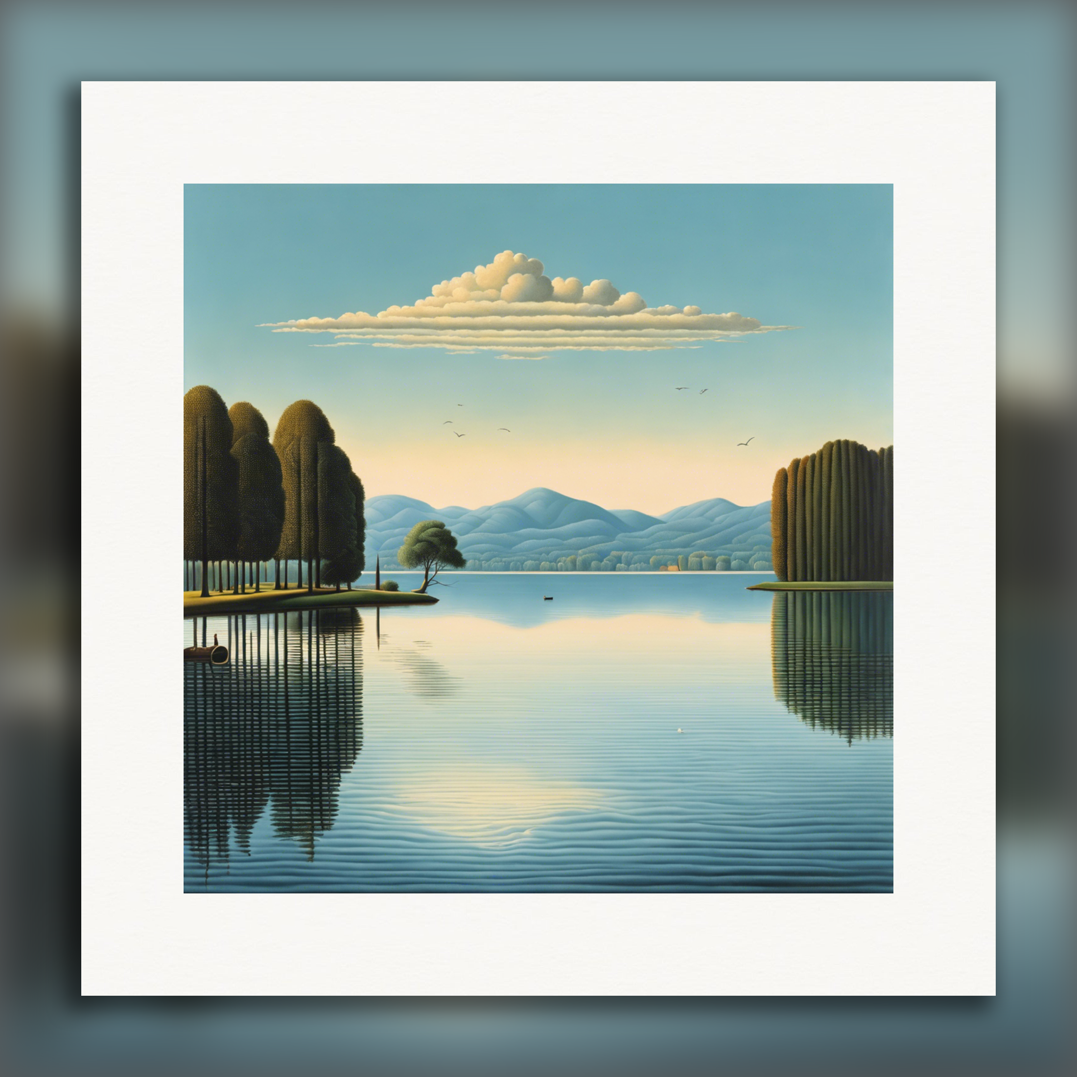 Surrealismo belga, riflessi sul lago - Poster