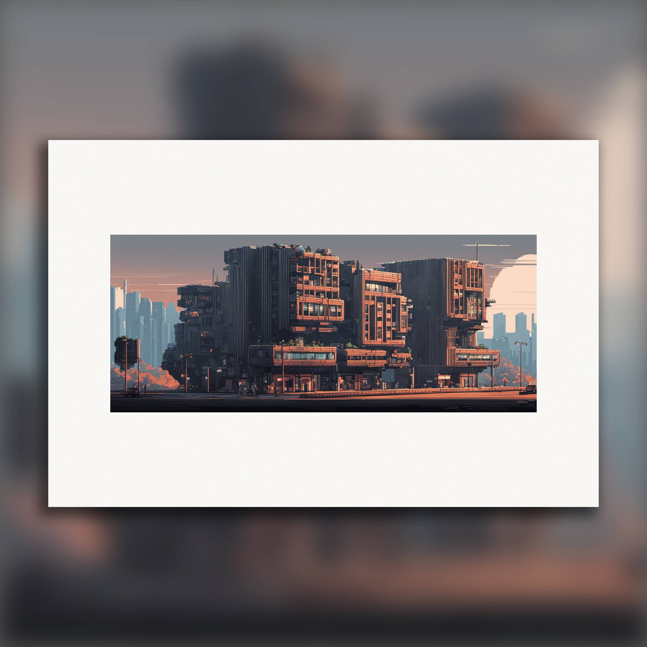 Pixel Art, architettura brutalista - Poster