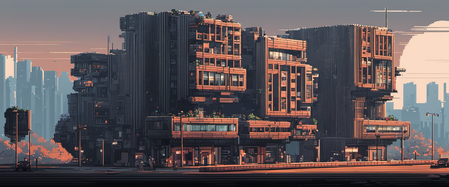 Pixel Art, architettura brutalista - Poster