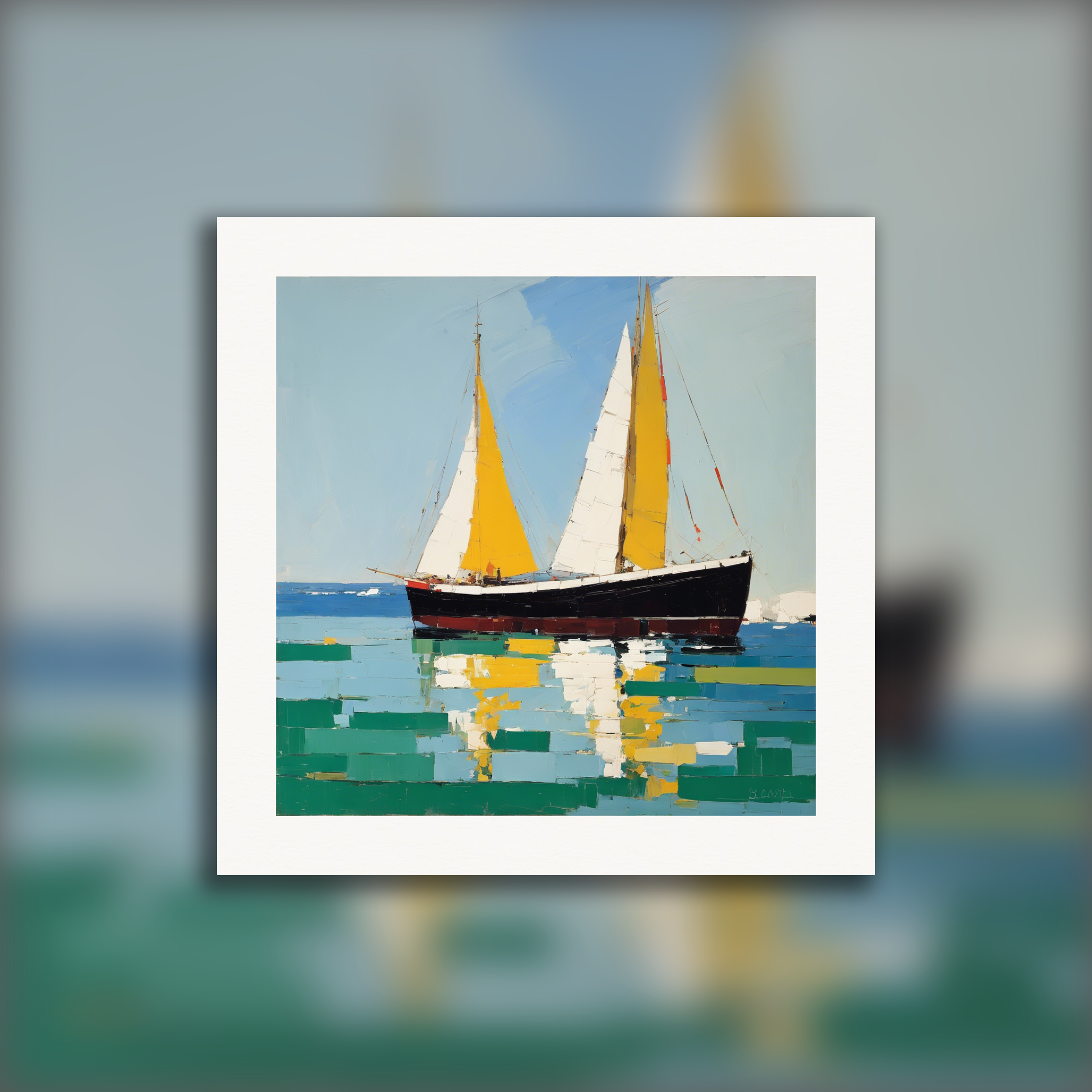 Arte astratta, barca a vela - Poster