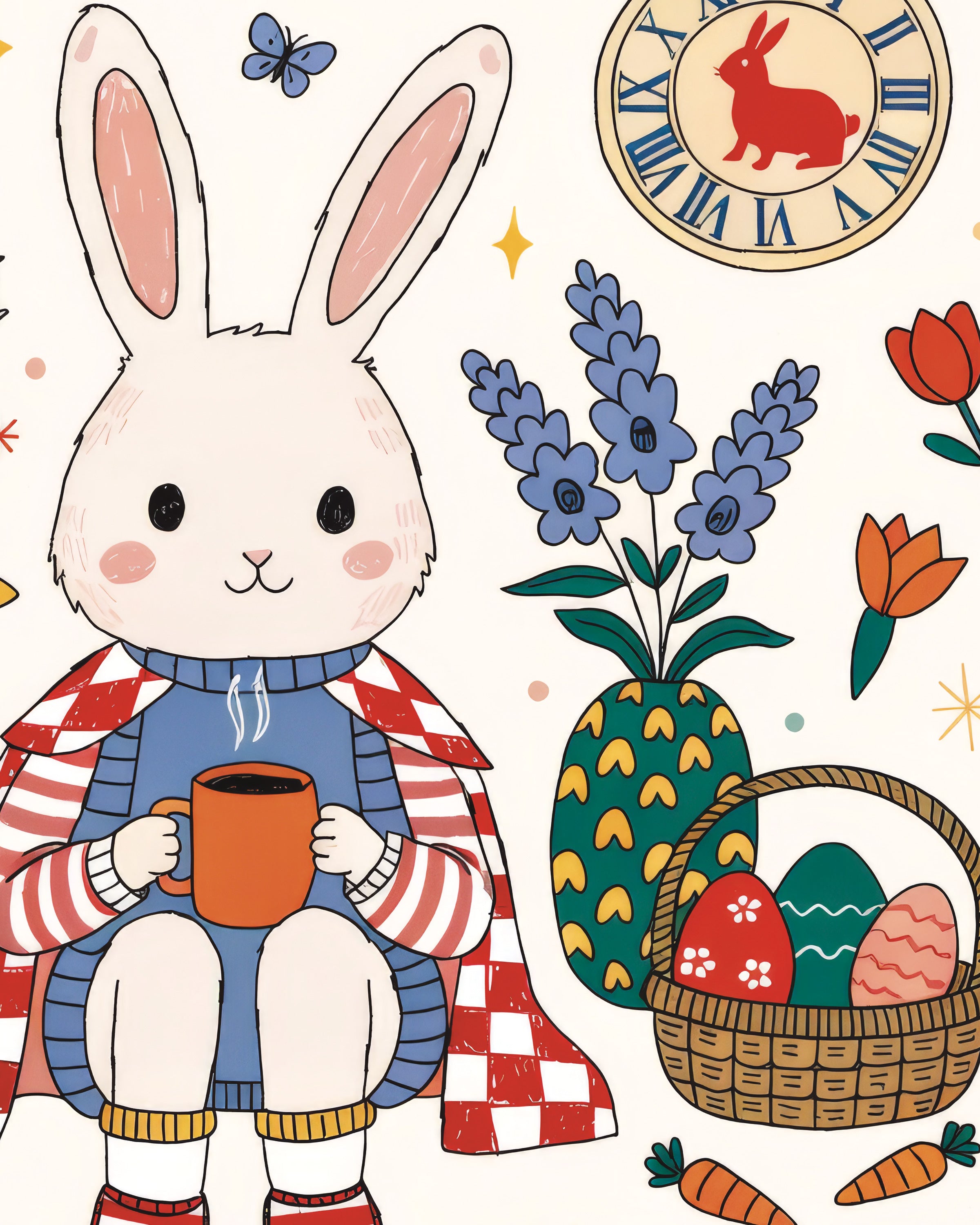 Poster del Coniglio in Stile British per Pasqua