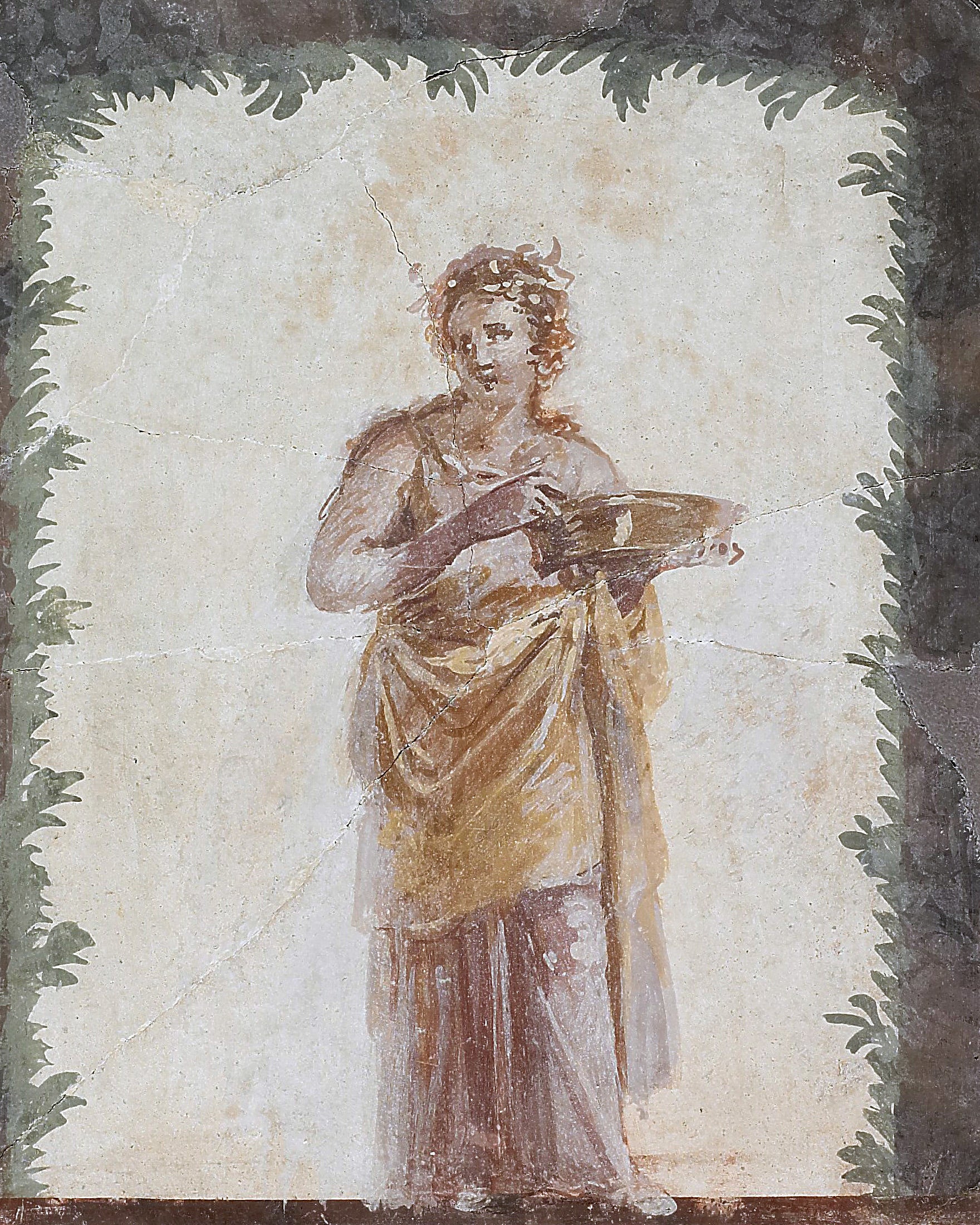 Frammento di affresco di Pompei con Menade e Pavone stampe