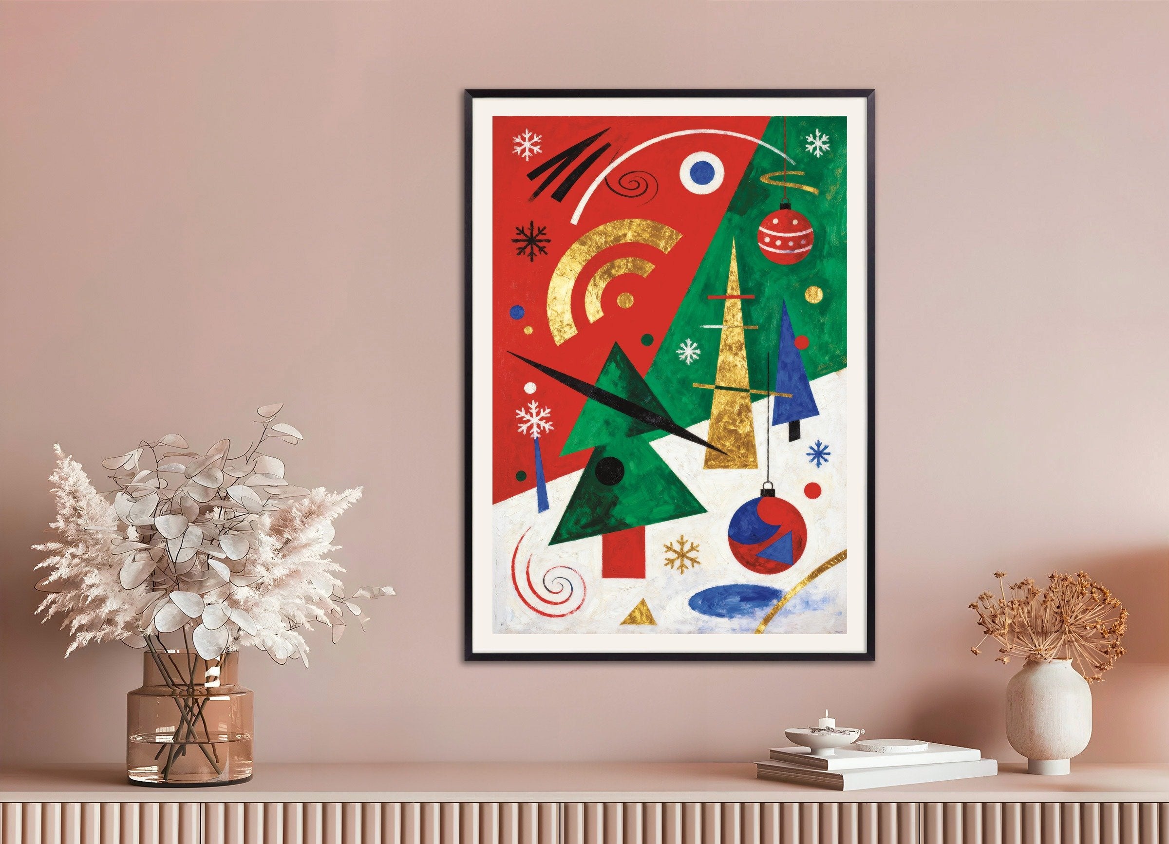 Poster of Abstract Christmas art print, with metal frame
