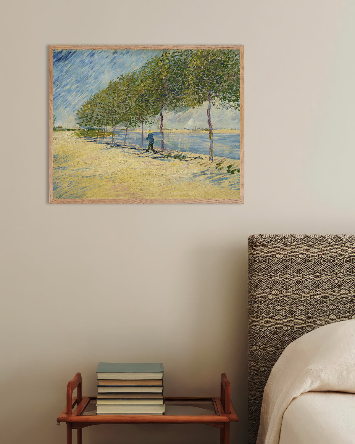 Poster di Lungo la Senna (1887) di Vincent van Gogh, con cornice in legno naturale