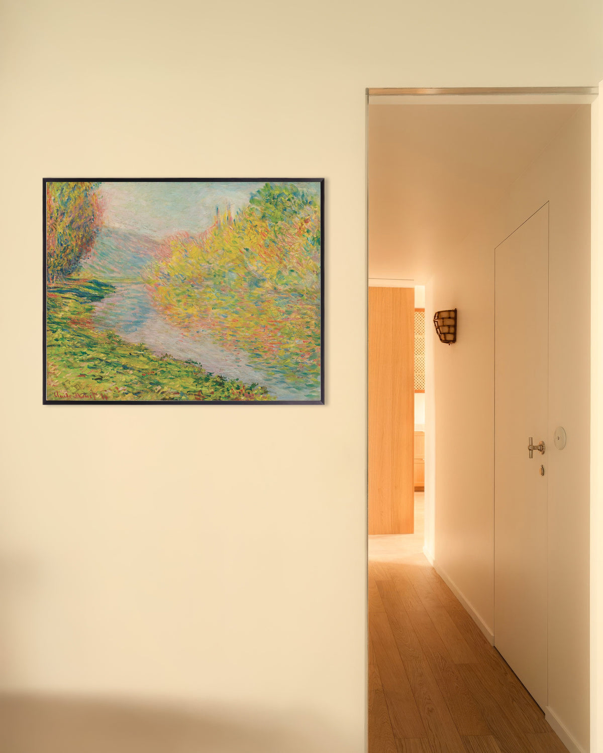 Poster Autunno a Jeufosse (1884) di Claude Monet con cornice in metallo