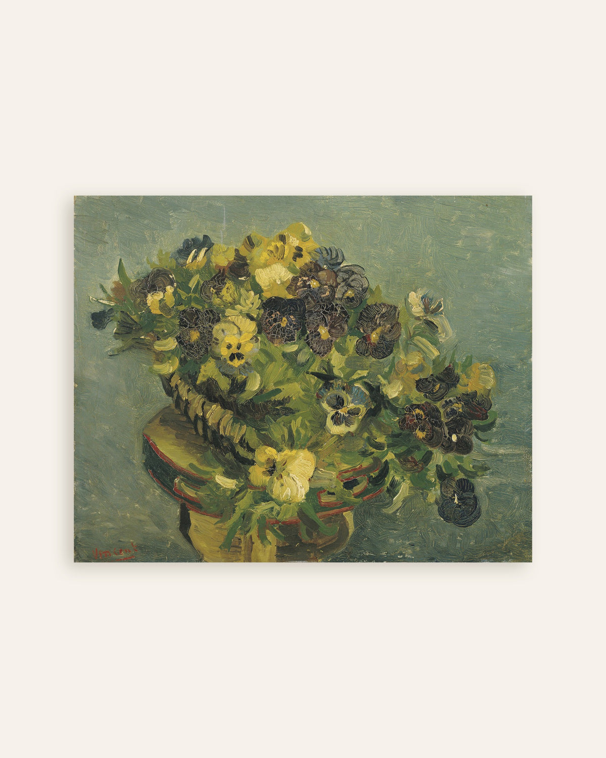 Poster di Cesto di viole del pensiero su un tavolino (1887) di Vincent van Gogh, miniatura