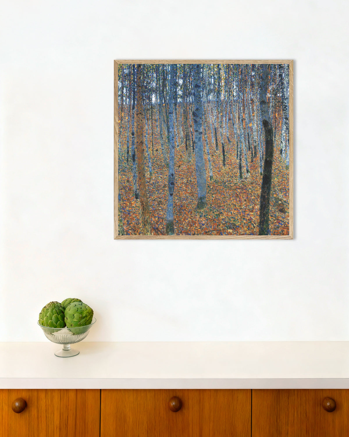 Poster Faggeta I (1902) di Gustav Klimt con cornice in legno naturale