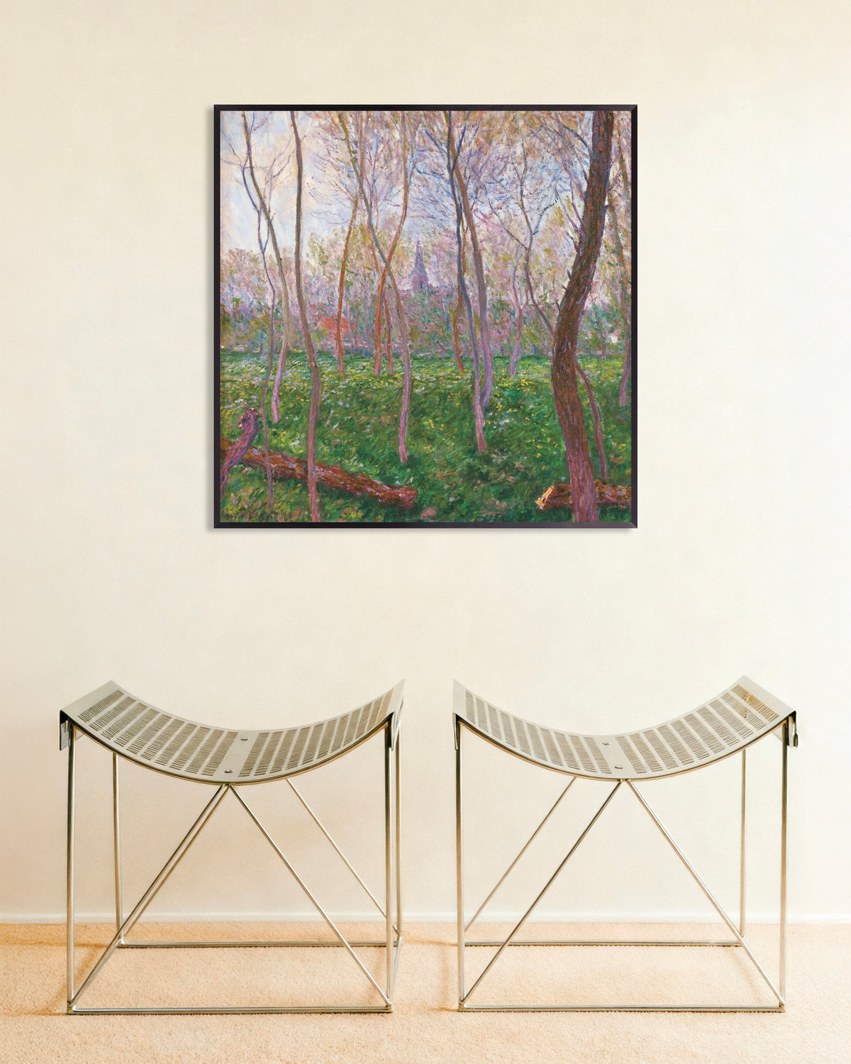 Poster Bennecourt (1887) di Claude Monet con cornice in metallo