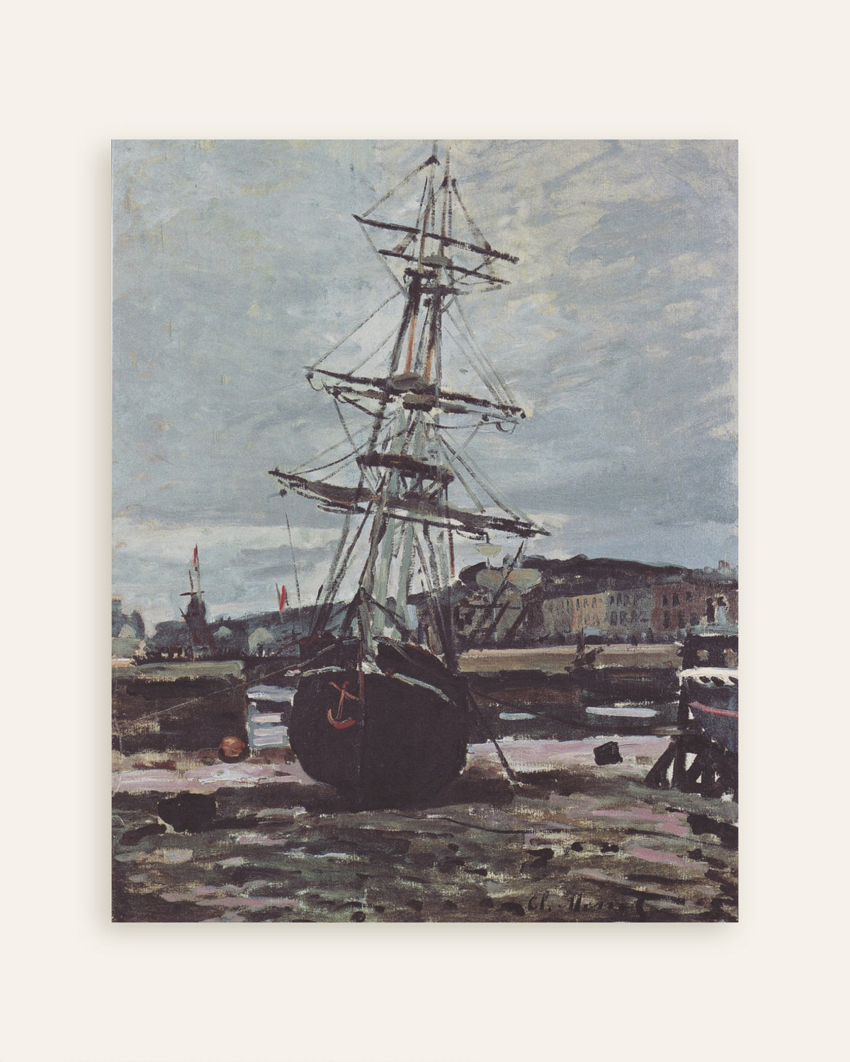 Poster Barca in secca a Fécamp (1868) di Claude Monet, miniatura