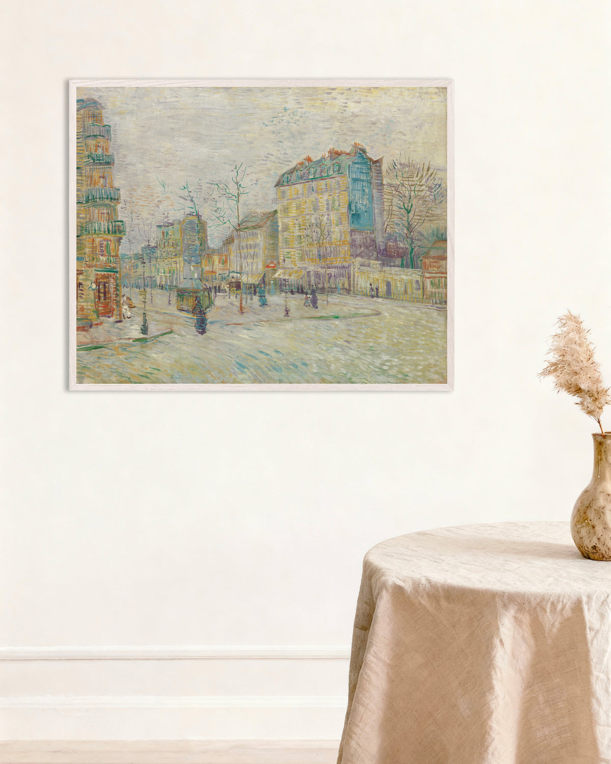 Poster di Boulevard de Clichy (1887) di Vincent van Gogh, con cornice in legno bianco