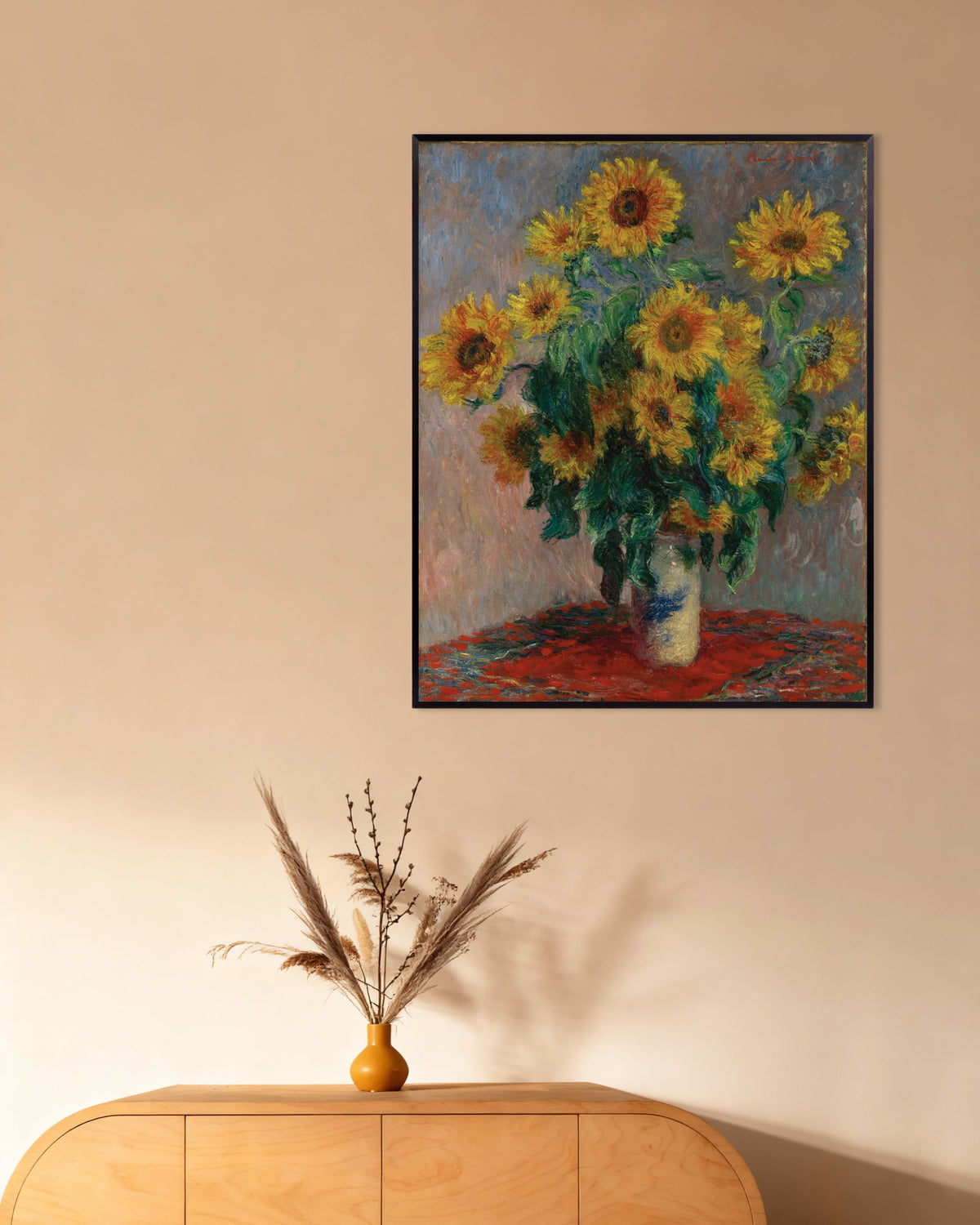 Poster Bouquet di girasoli (1881) di Claude Monet con cornice in metallo