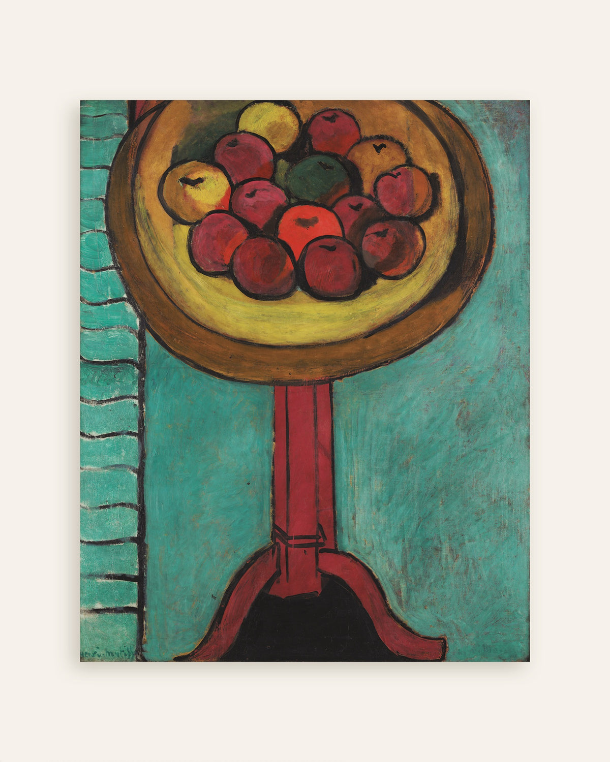 Poster di Ciotola di mele su un tavolo (1916) di Henri Matisse, miniatura