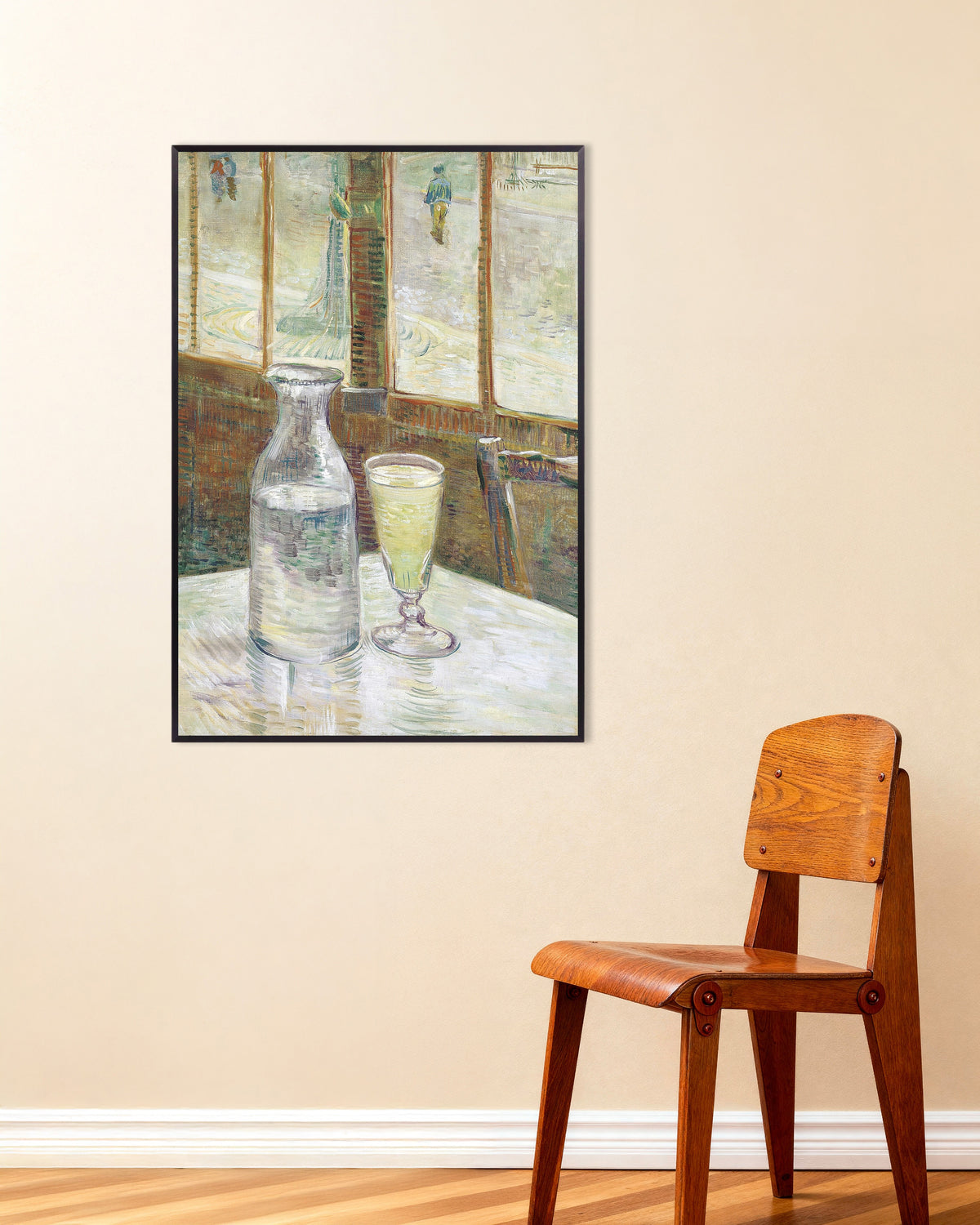 Poster di Tavolino di caffè con assenzio (1887) di Vincent van Gogh, con cornice metallica