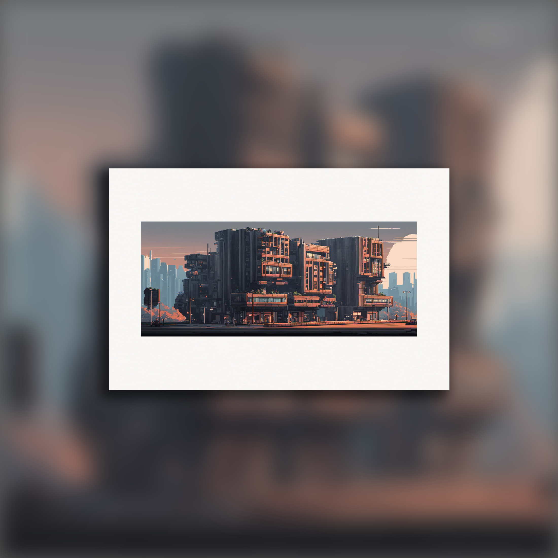 Pixel Art, architettura brutalista - Poster